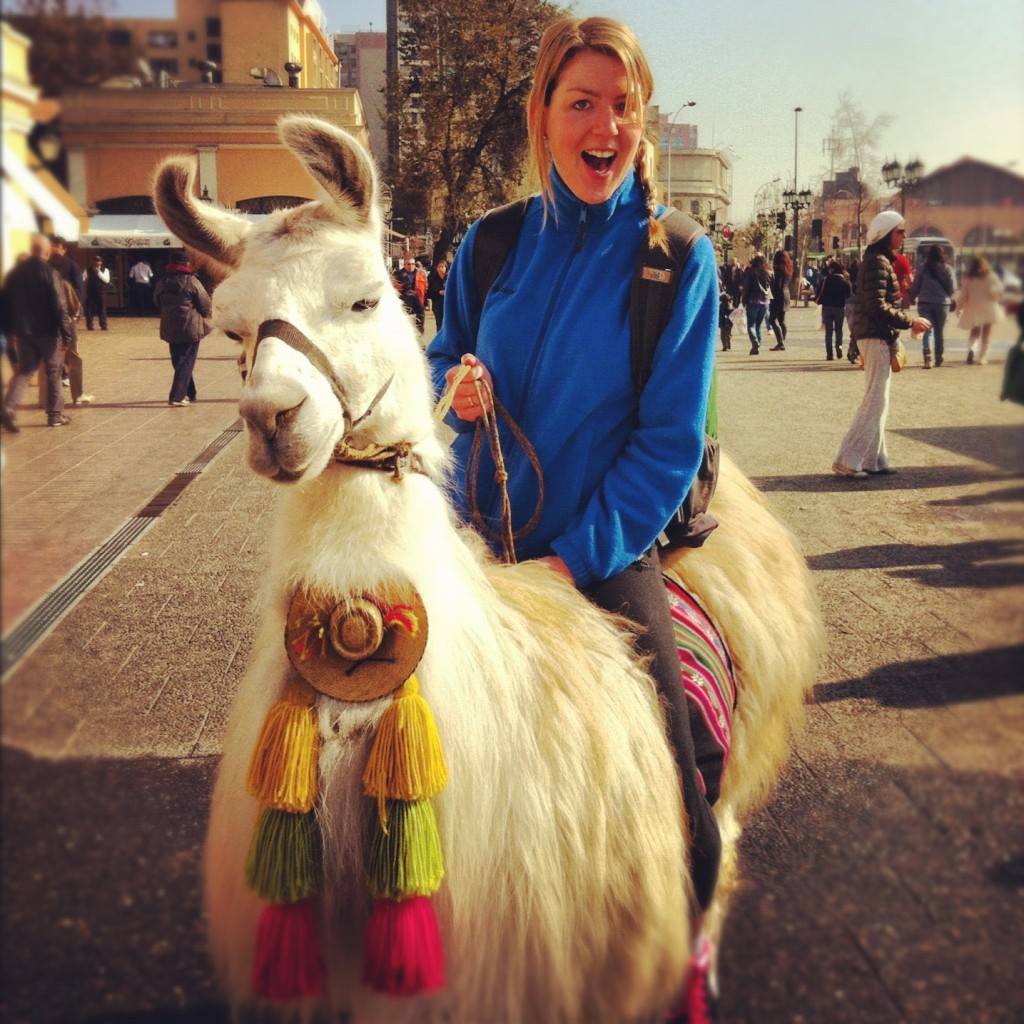 Kendal on a llama